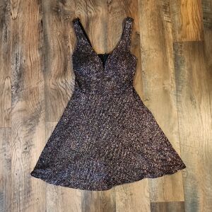 Crystal Doll Gray and Black Sequin Mini Dress